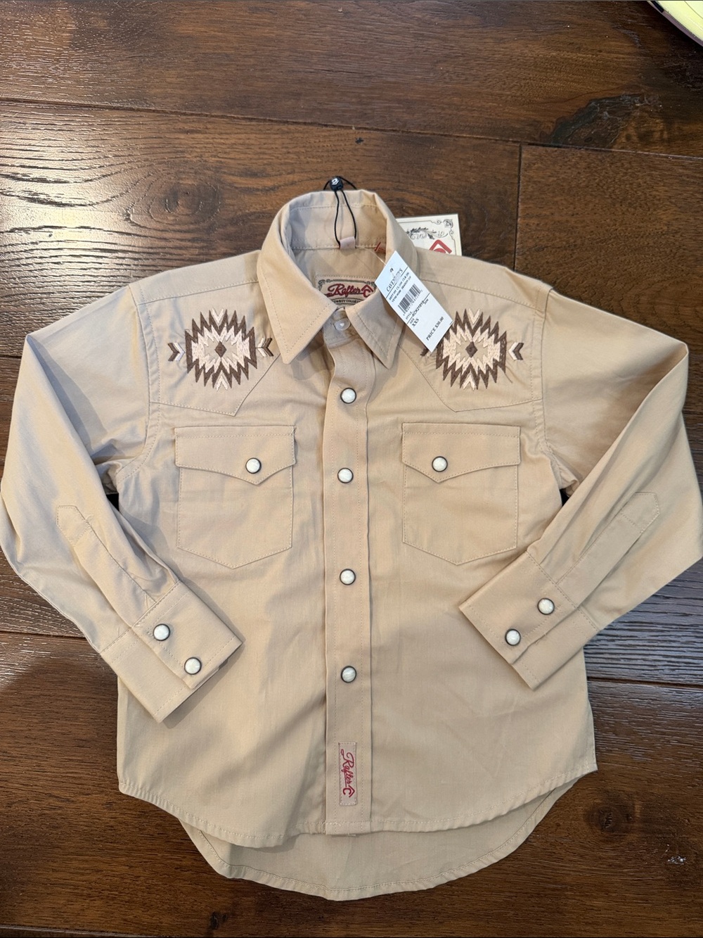 NWT - Rafter C - Boys' Tan Western Button-Down Shirt - Size: XXS